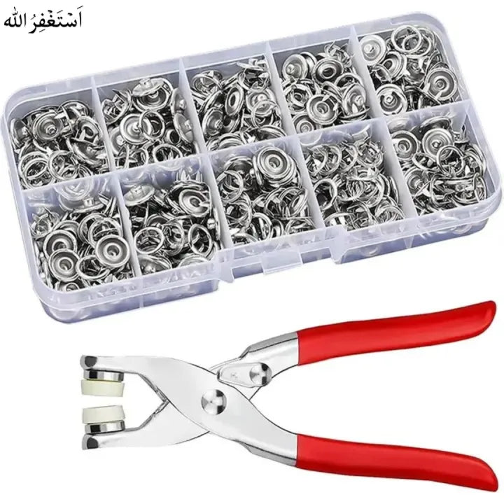 High-Quality Metal Tich Button Tool with 100 Buttons