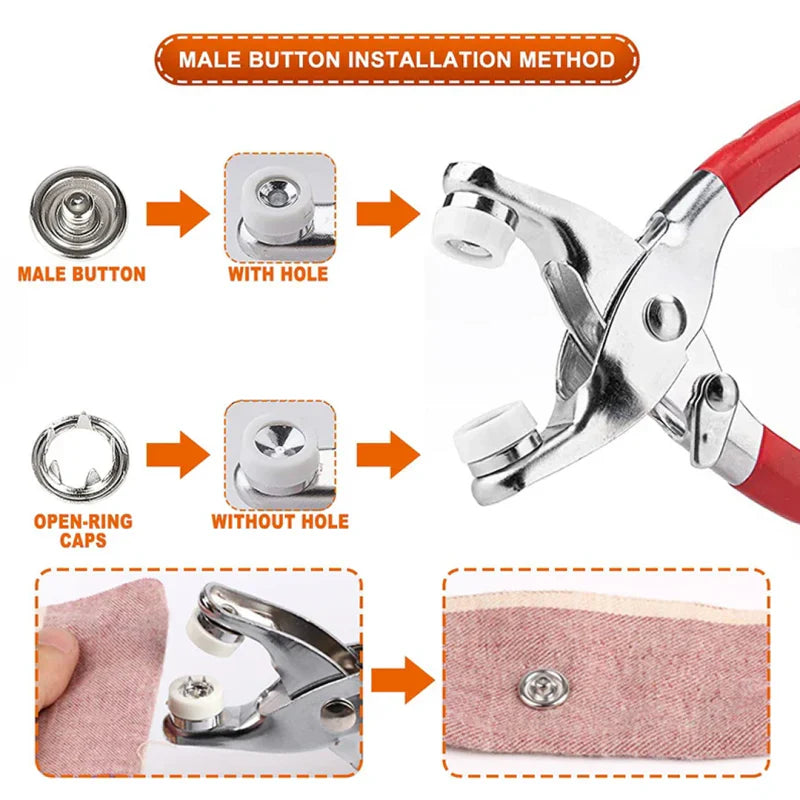 High-Quality Metal Tich Button Tool with 100 Buttons