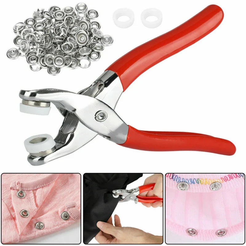 High-Quality Metal Tich Button Tool with 100 Buttons