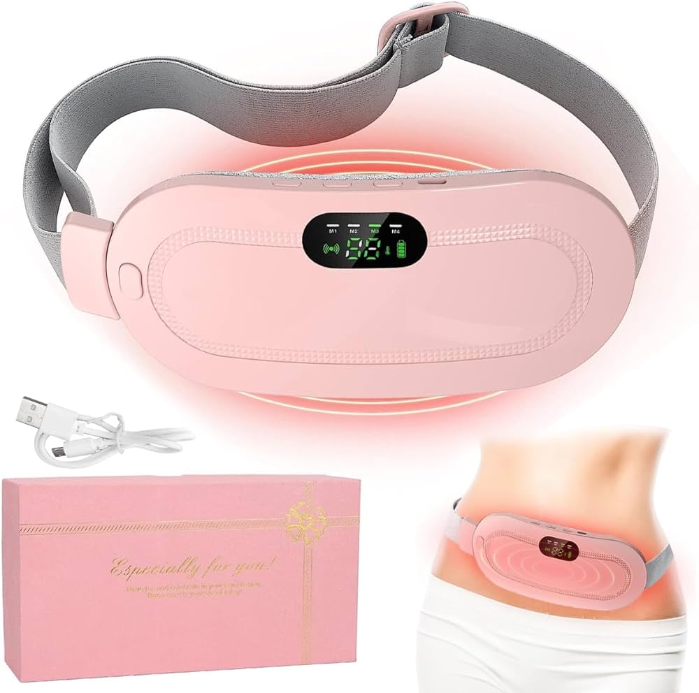 Menstrual Heating Pad for Period Cramps – Portable Heating Pad for Period Cramps Relief with Heat & Massage, Wearable Cordless Warmer for Pain Relief, Rechargeable & Wireless for Women