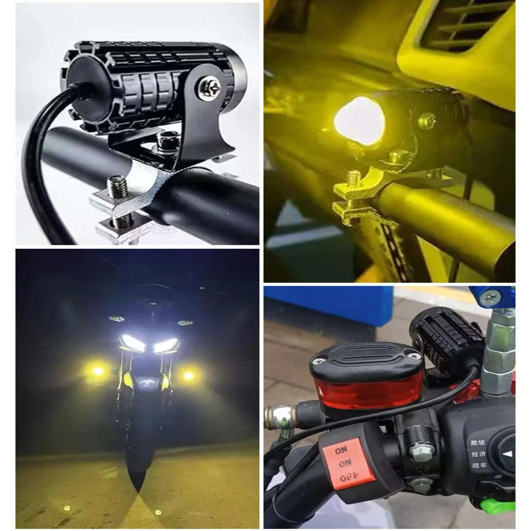 2 Pcs Set Mini Driving Fog Lights with Two Colour White & Yellow | Free delivery with 50% off 🎁