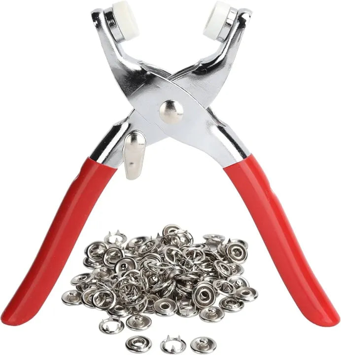 High-Quality Metal Tich Button Tool with 100 Buttons