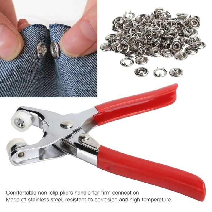 High-Quality Metal Tich Button Tool with 100 Buttons