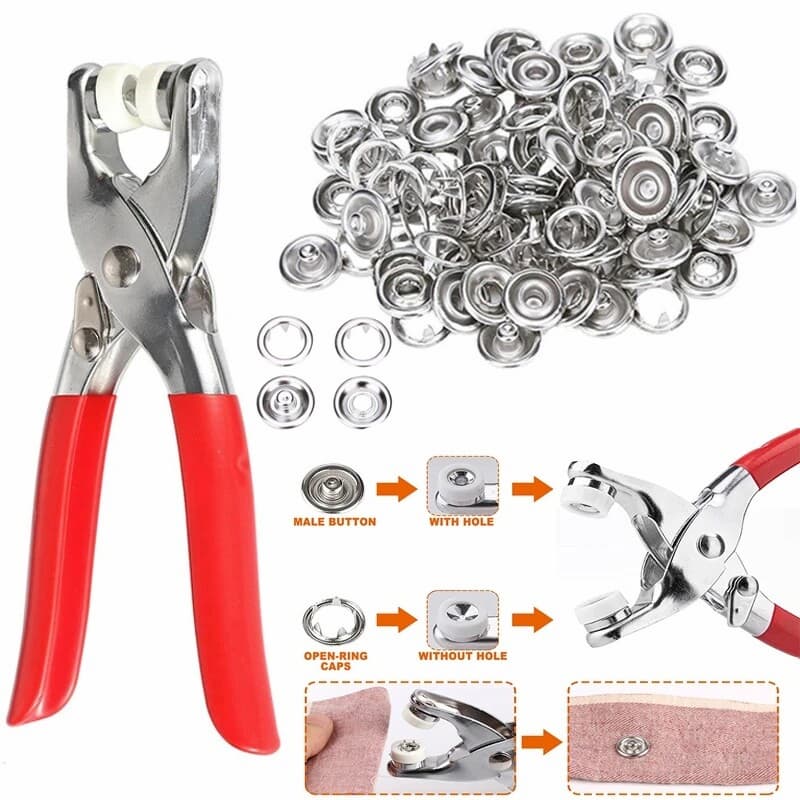 Tich and Snap Button Press Tool, 9.5mm Metal Ring Buttons Press Plier